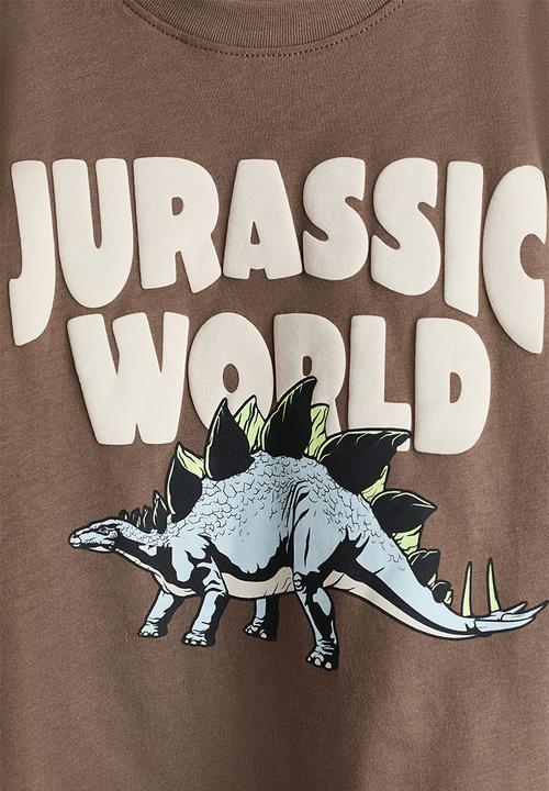 H&M - Oversized printed T-shirt - dark greige/jurassic world