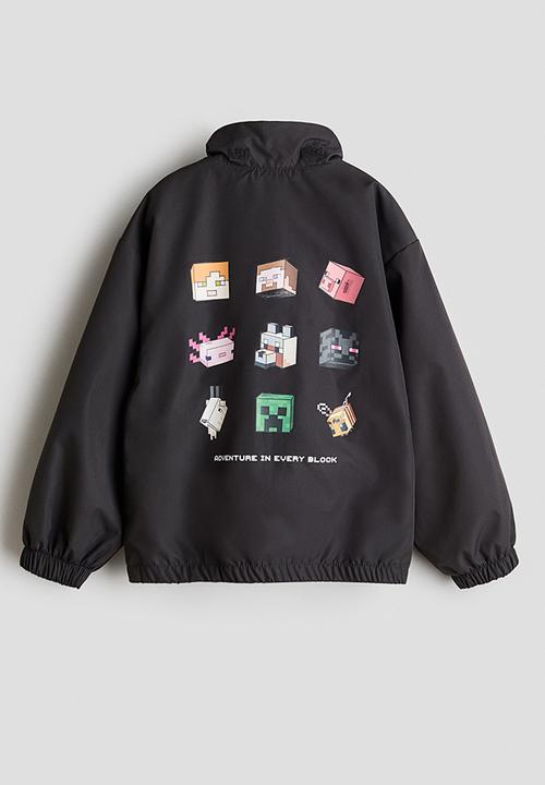 H&M - Hooded windbreaker - dark grey/minecraft