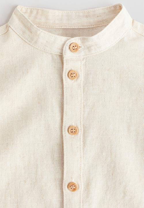 H&M - Linen-blend grandad shirt - cream