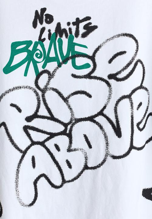 H&M - Loose-fit printed t-shirt - white/graffiti
