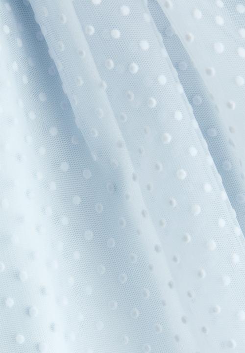H&M - Flock-print tulle-skirt dress - light blue