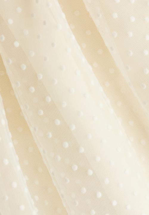 H&M - Flock-print tulle-skirt dress - cream/spotted