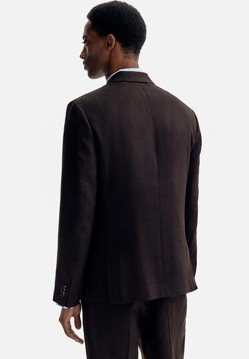 H&M - Regular fit linen-blend jacket - dark brown