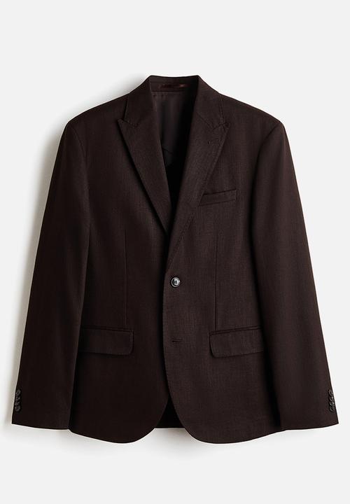 H&M - Regular fit linen-blend jacket - dark brown