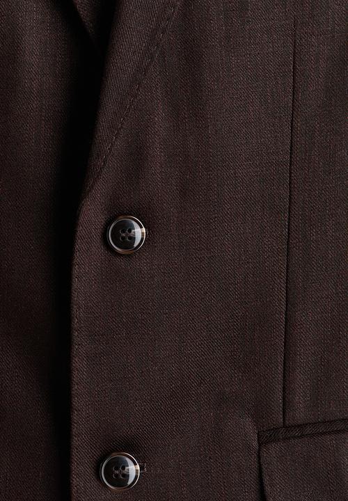 H&M - Regular fit linen-blend jacket - dark brown