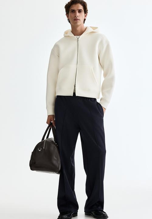 Loose fit scuba zip-through hoodie - cream