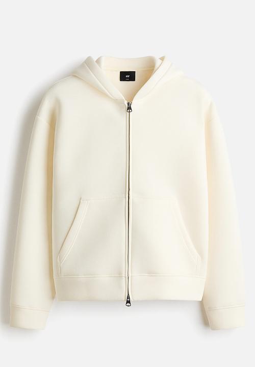 H&M - Loose fit scuba zip-through hoodie - cream