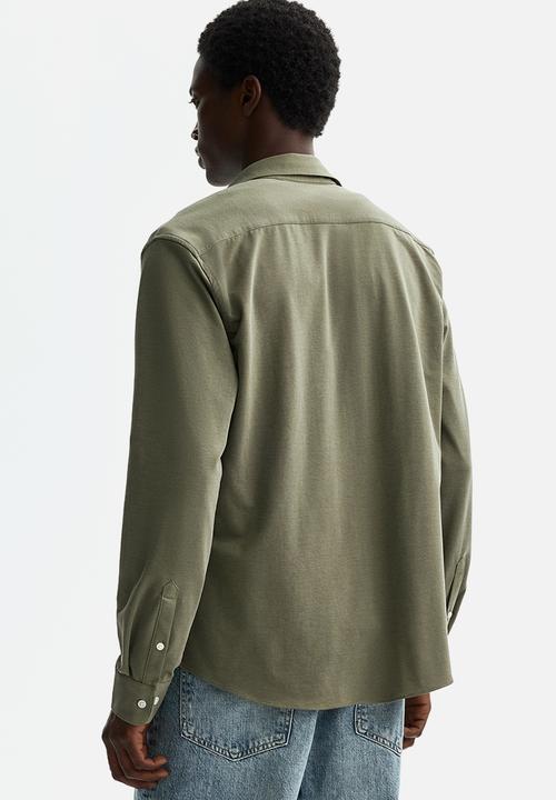 H&M - Four-way stretch slim fit shirt - khaki green