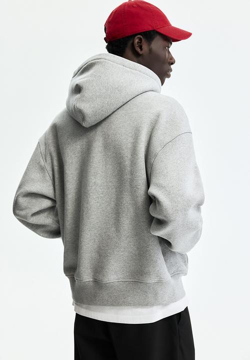 H&M - Oversized fit printed zip-through hoodie - grey marl/soho nyc