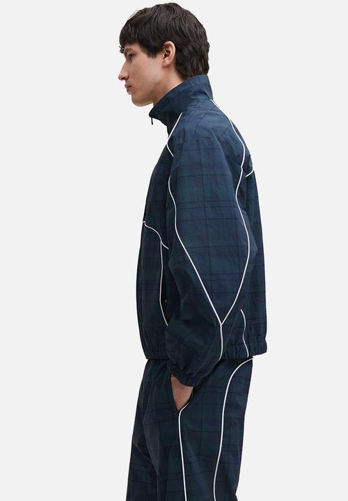 H&M - Nylon track jacket - dark blue/checked