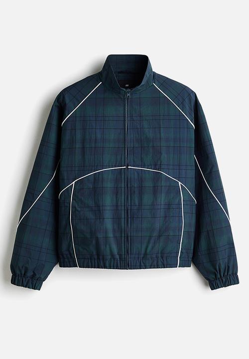 H&M - Nylon track jacket - dark blue/checked