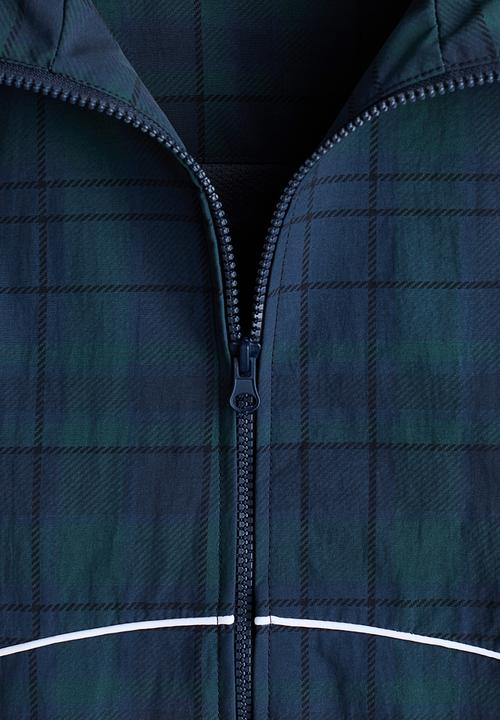H&M - Nylon track jacket - dark blue/checked