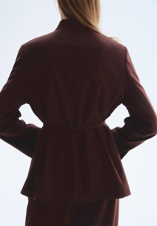 H&M - Oversized belted blazer - dark brown