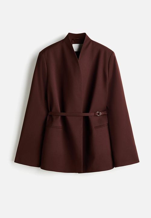 H&M - Oversized belted blazer - dark brown