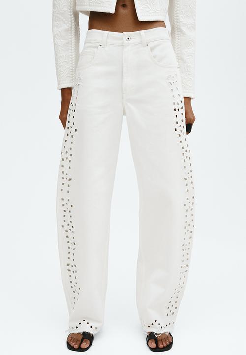 H&M - Broderie anglaise jeans - white