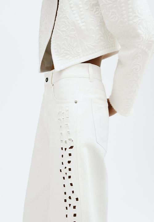 H&M - Broderie anglaise jeans - white