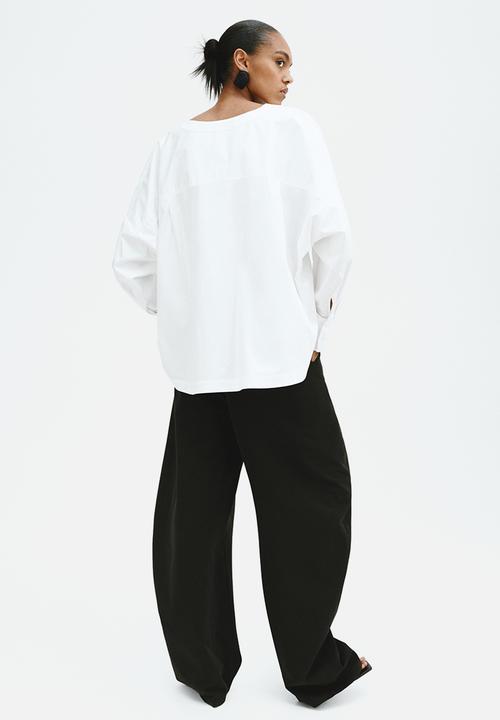 H&M - Waisted cotton blouse - white