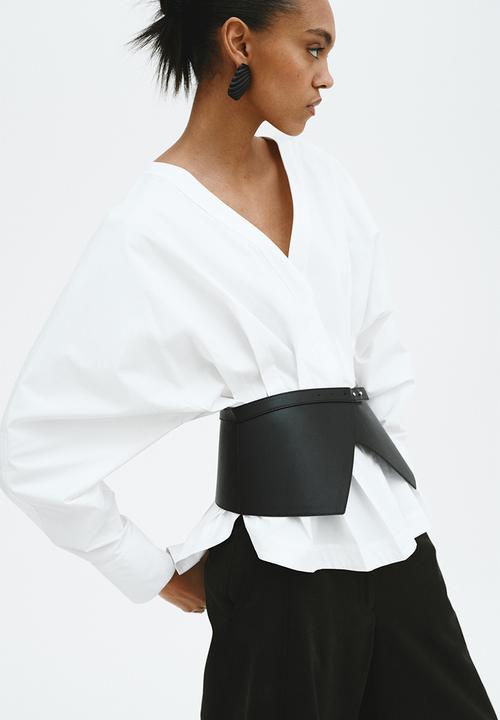H&M - Waisted cotton blouse - white