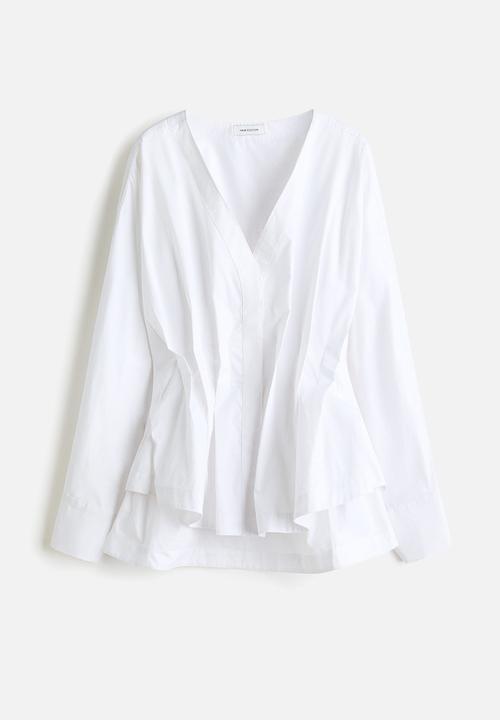 H&M - Waisted cotton blouse - white