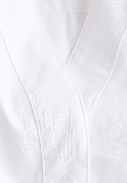 H&M - Waisted cotton blouse - white