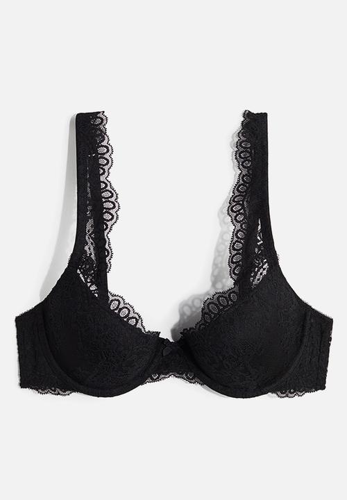 H&M - Lace push-up bra - black