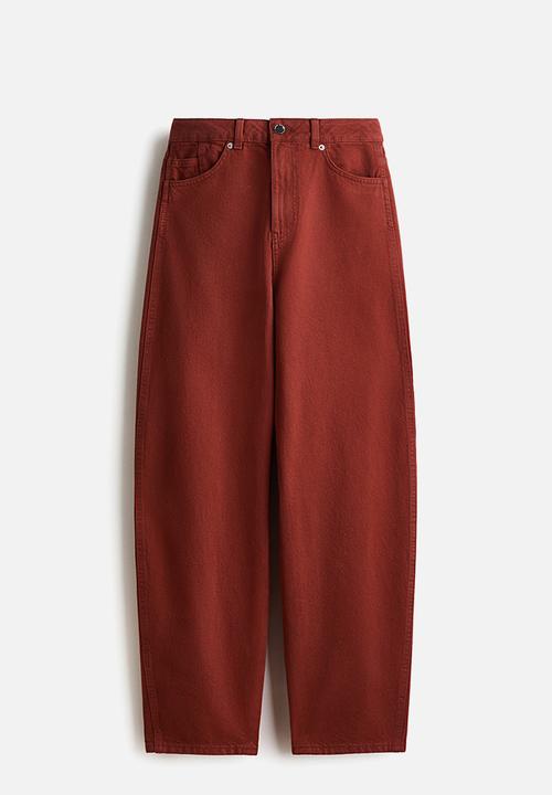 H&M - Barrel high waist jeans - rust red