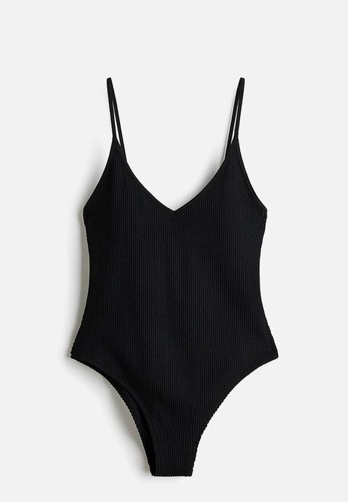 H&M - Padded-cup high leg swimsuit - black