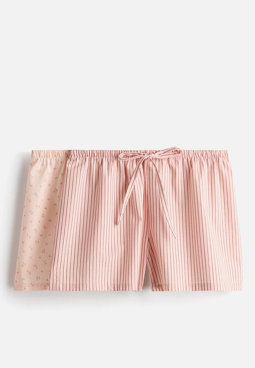 H&M - 2-pack pyjama shorts - peach pink/striped