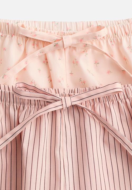 H&M - 2-pack pyjama shorts - peach pink/striped