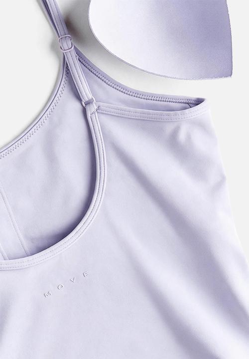 H&M - Integral-bra sports strappy top with softmove? - lilac