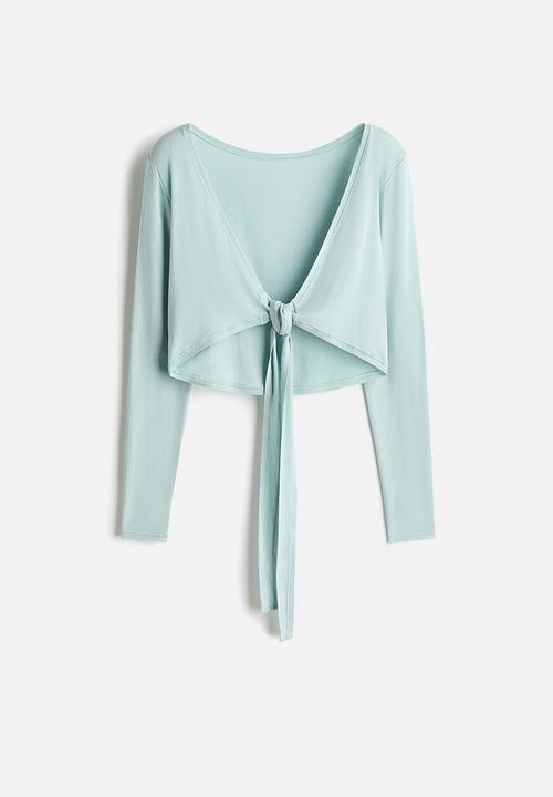 H&M - Cropped long-sleeved yoga top - amazonite blue