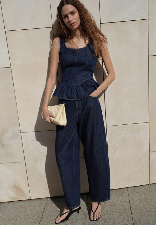 H&M - Balloon high waist jeans - dark denim blue