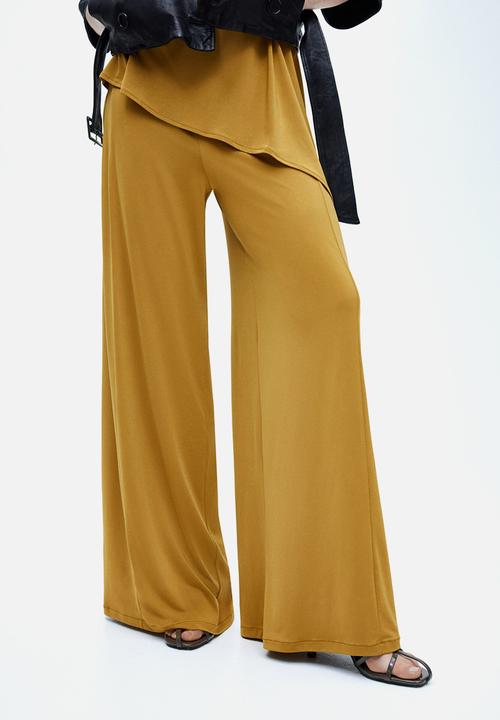 H&M - Wide jersey trousers - mustard yellow