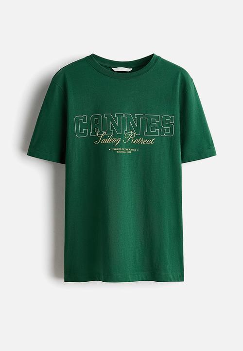 H&M - Printed t-shirt - green/cannes sailing retreat