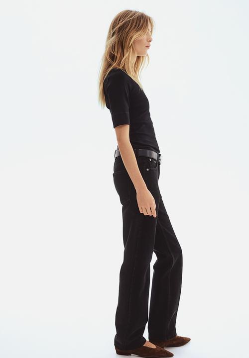 H&M - Ribbed cotton top - black