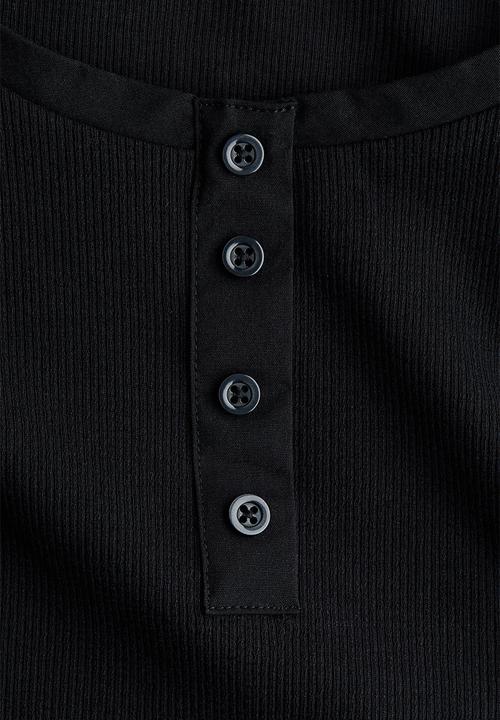 H&M - Ribbed cotton top - black