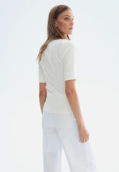 H&M - Ribbed cotton top - white
