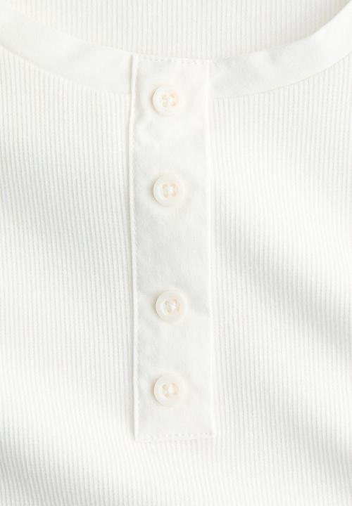 H&M - Ribbed cotton top - white