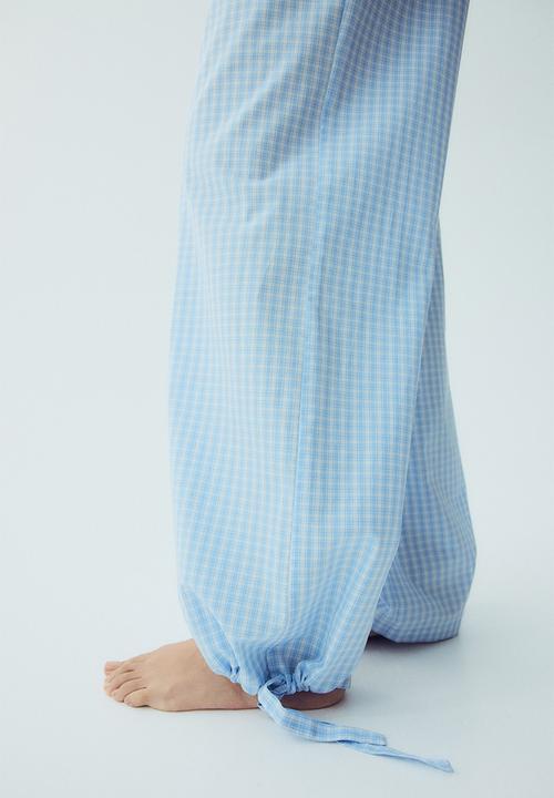 H&M - Cotton pyjama bottoms - light blue/checked