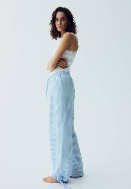 H&M - Cotton pyjama bottoms - light blue/checked