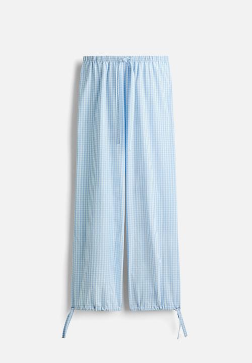 H&M - Cotton pyjama bottoms - light blue/checked
