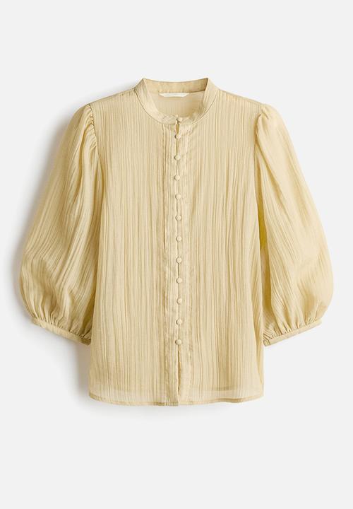 H&M - Balloon-sleeved blouse - light yellow