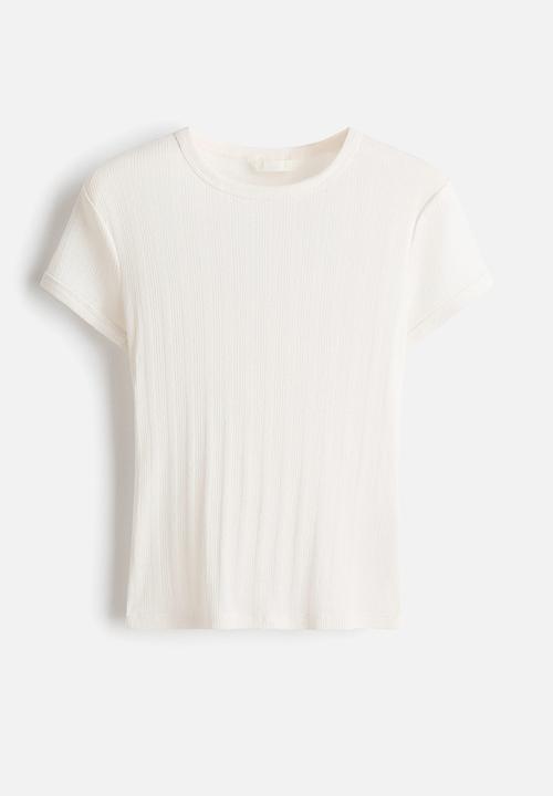 H&M - Pointelle-knit T-shirt - white