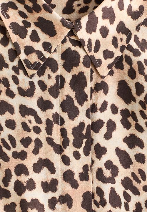 H&M - Balloon-sleeved shirt - beige/leopard print