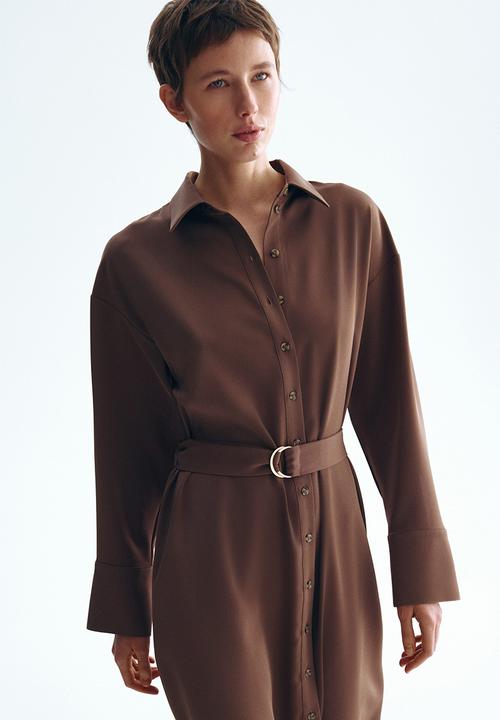 H&M - Belted shirt dress - brown