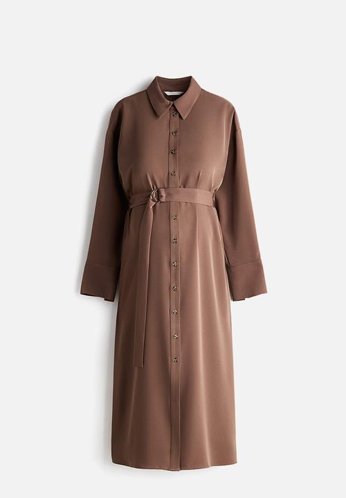 H&M - Belted shirt dress - brown
