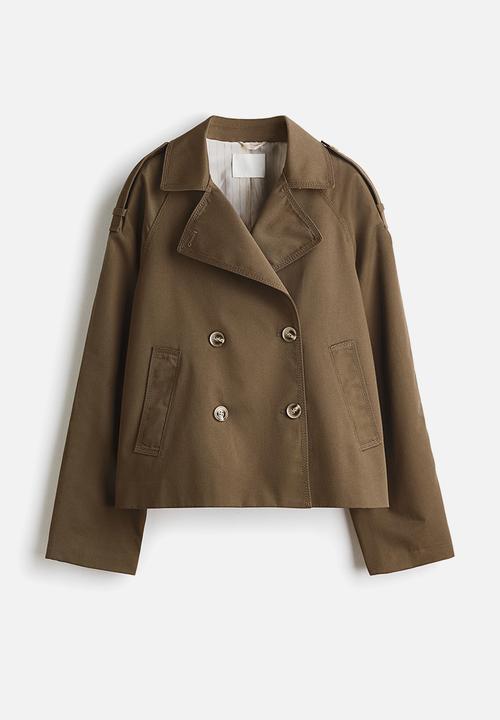 H&M - Short trench coat - dark khaki green