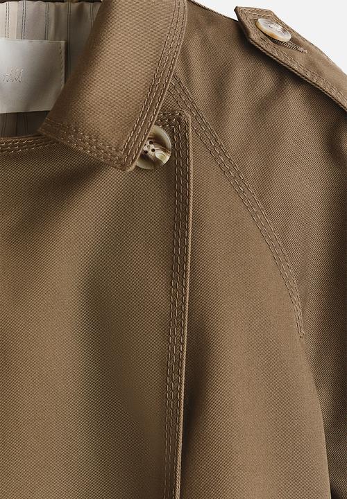 H&M - Short trench coat - dark khaki green