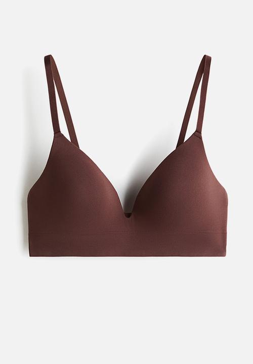 H&M - Seamless padded non-wired microfibre bra - dark brown