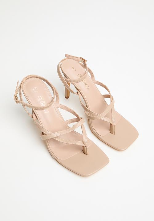 Miss Black - Razz 3 ankle-strap toe thong heel - natural